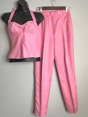 Vintage deadstock silk halter top and pants set by Mondi
